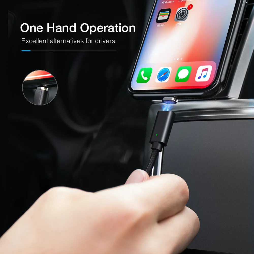 RAXFLY Magnetic Cable For iPhone X XS Max 8 7 Plus Charging Wire Lightning to USB Cable For iPhone 6S LED Magnet Charger Cord