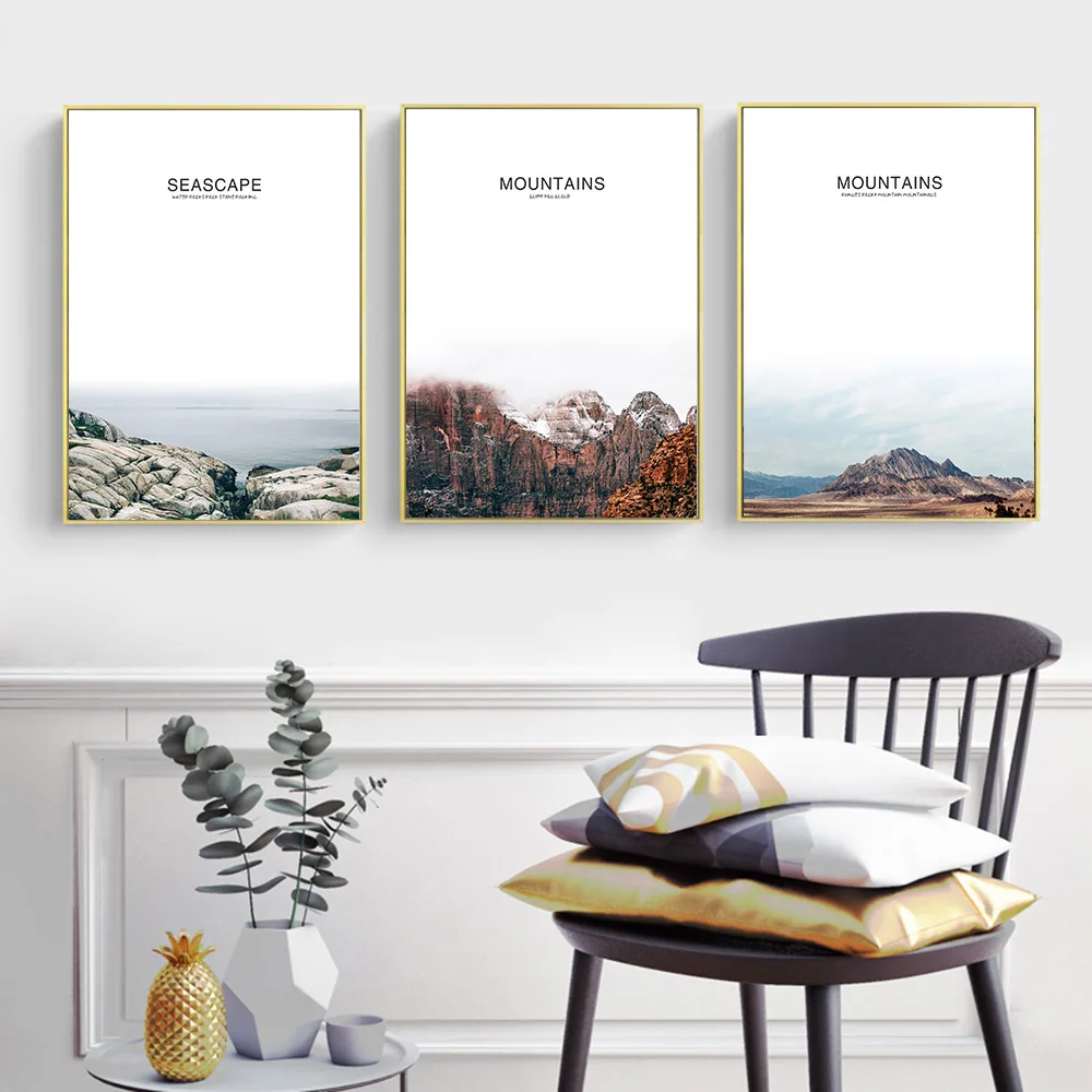 Nordic Decoration Mountains Landscape Canvas Posters Minimalist Canvas