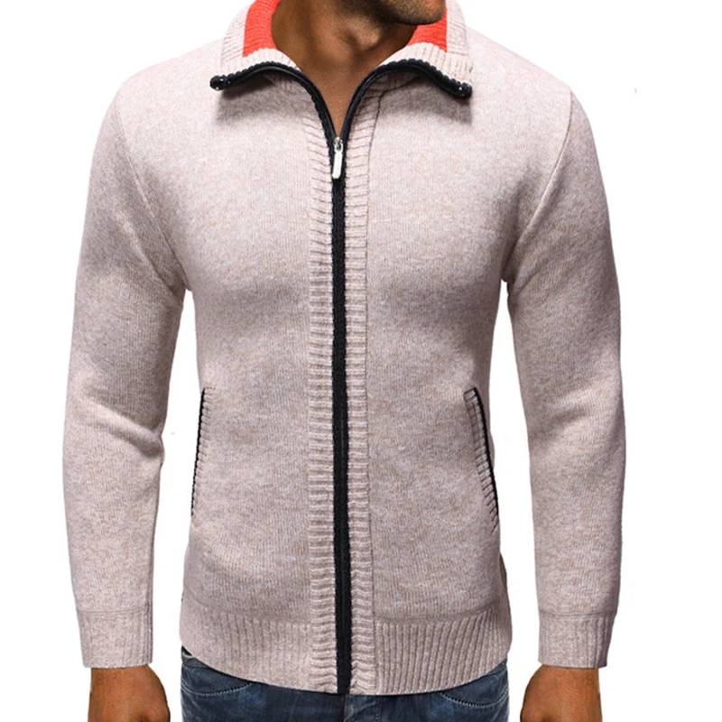Men Sweater Men's Zip Cardigan Sweater Men's Stand Collar Sweater Blusa Moletom Masculino Men Cardigan Long Sleeve Men Clothes
