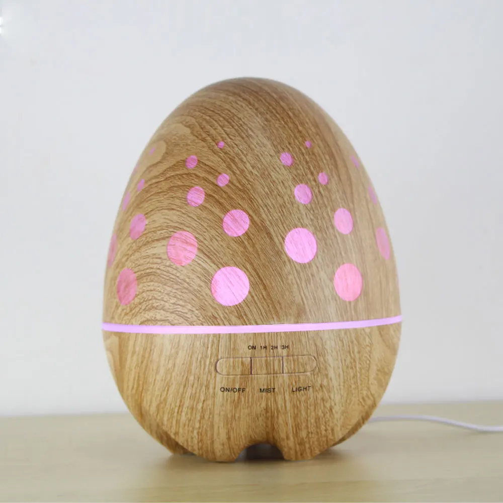 

14W 400ML Ultrasonic Air Humidifiers Wood Grain Egg Design Essential Oil Aroma Diffuser Rainbow Light Fragrance Difusor For Home