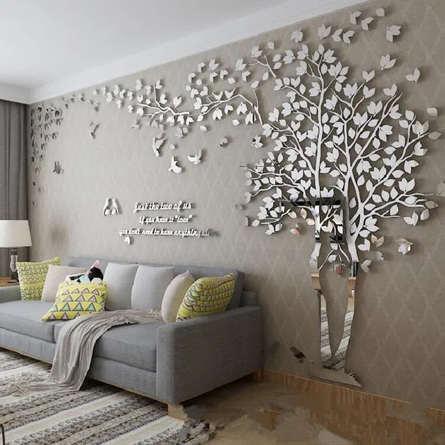 1pcs 400x200cm 3d texture acrylic tree tv setting wall decal living