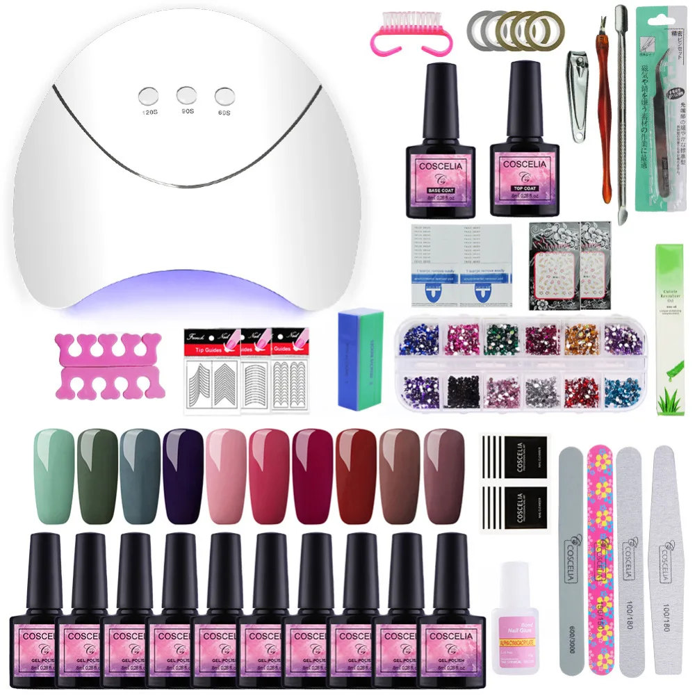 

Profession Gel Nail Polish Set For Manicure Set 36w UV LED Lamp 10pcs Soak Off Gel Varnishes set Manicure Tools Kit For Nail Art