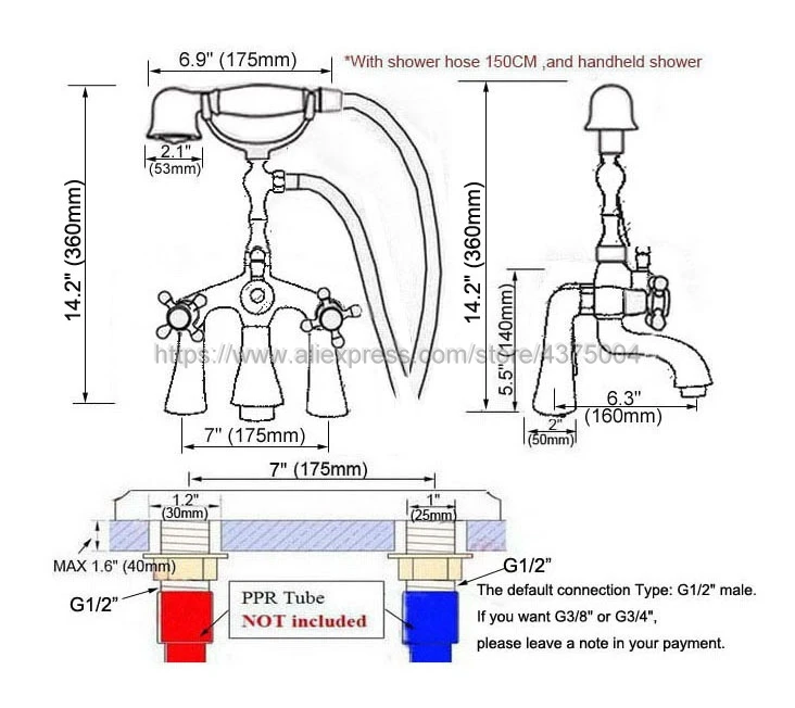 Bathtub Faucets Chrome Shower Faucets Dual Handle Deck Mounted Bath And Shower Faucet With Handheld Showers Nna120
