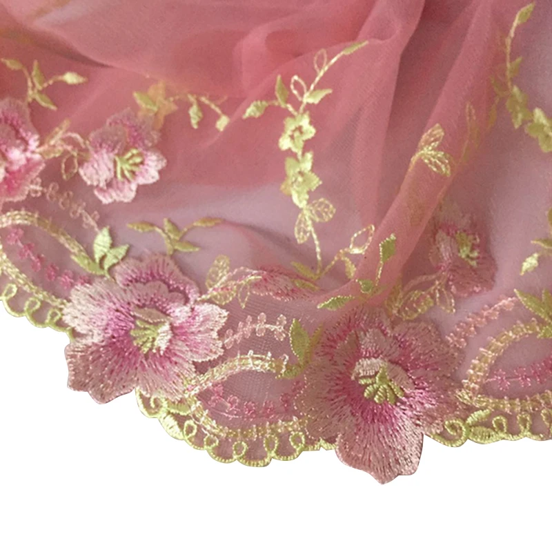 

Lace Fabric 1 Yard Flower Embroidered Tulle Lace Trim Mesh for Lace Table Vintage Wedding Baby Shower Party Decor Decorations