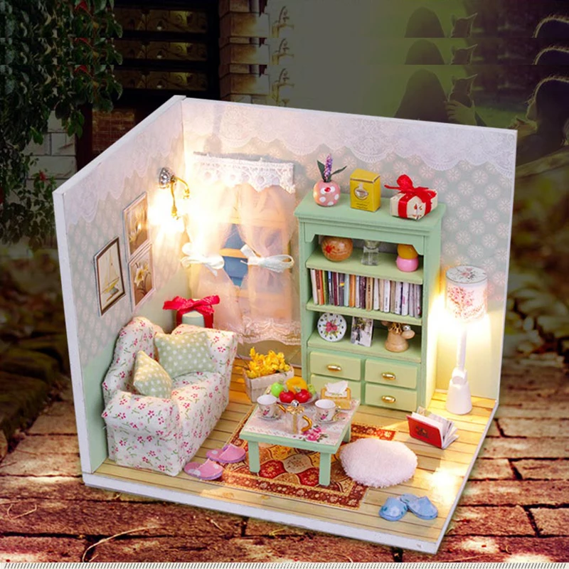 الفتيات DIY تجميع بيت الدمية دمية منازل مصغرة دمية مجموعة اثاث عدة لعب للأطفال هدية الكريسماس