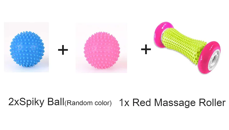 Soft Rubber Foot Massage Roller hard Spiky Ball Deep Tissue Acupresssure Recovery Relax Foot Back Shoulder Leg Hand Tight Muscle - Color: 2Ball and Red Roller