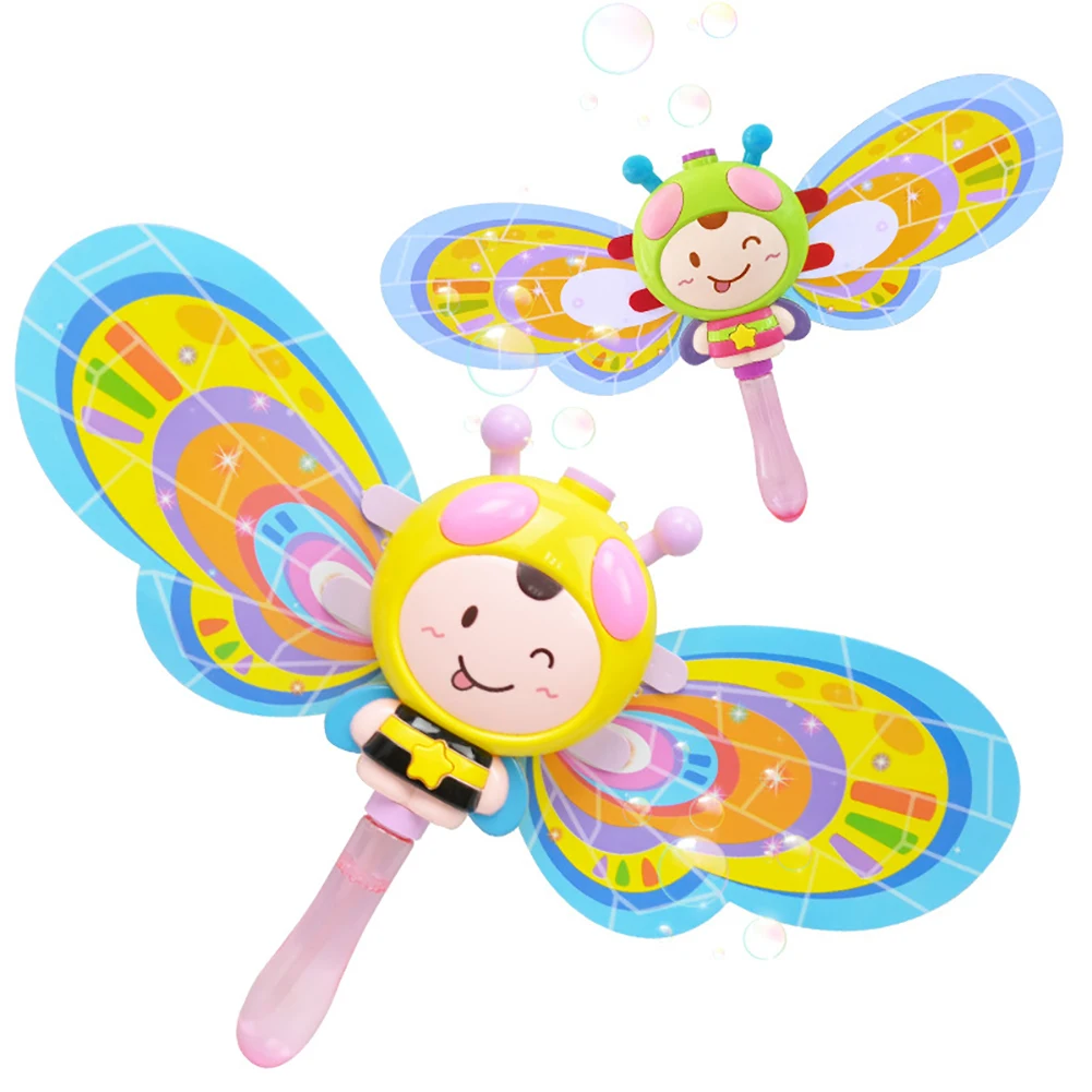 Мультфильм пчела бургер Электрический пузырь палочка освещение музыка Дети игрушка с раствором свет музыка открытый игрушка для детей