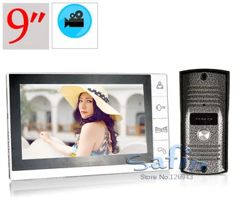 

auto record 9 inch video doorphone system 700tvl hd camera intercom two way talk doorbell support sd card