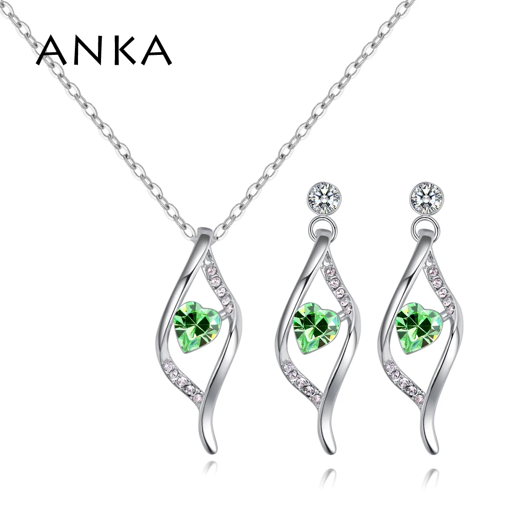 

ANKA Brand Earrings Necklace Set Costume Jewelry Sets Of Jewelry Fashion Austrian Crystal For Women Wedding #132493