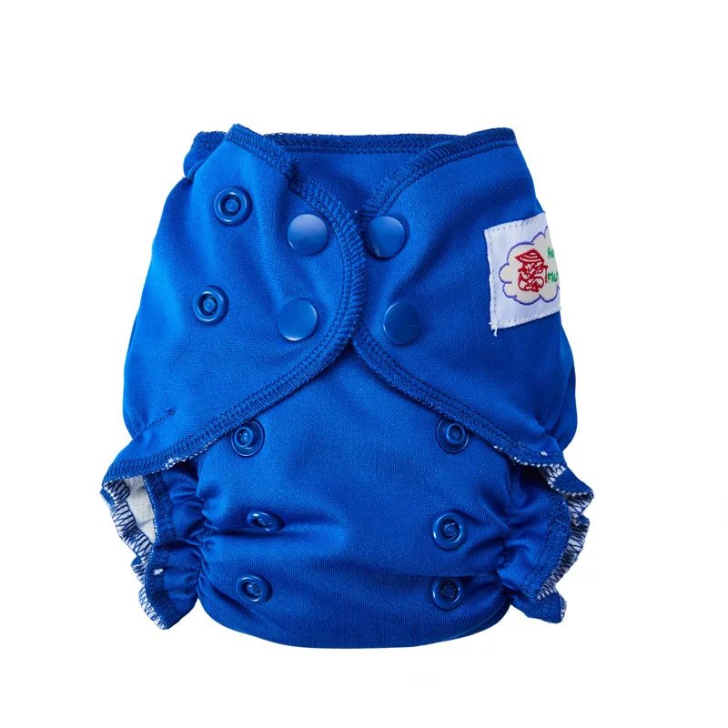 Happy Flute органический хлопок Новорожденные подгузники крошечные AIO ткань Подгузники двойные вставки водонепроницаемый PUL Fit 3-5 кг ребенок - Цвет: Dark blue