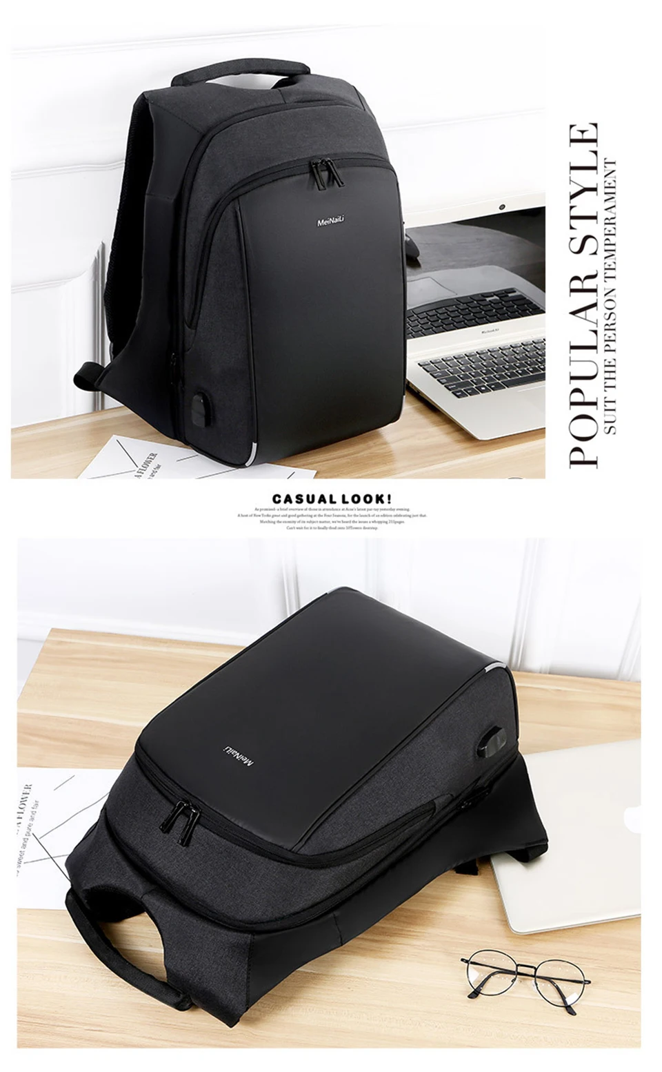 17 inch Laptop 15.6 Men Backpack Male Business Backpacks Anti Theft Student Mochila Bags Waterproof Travel USB Charging Bagpack (15)