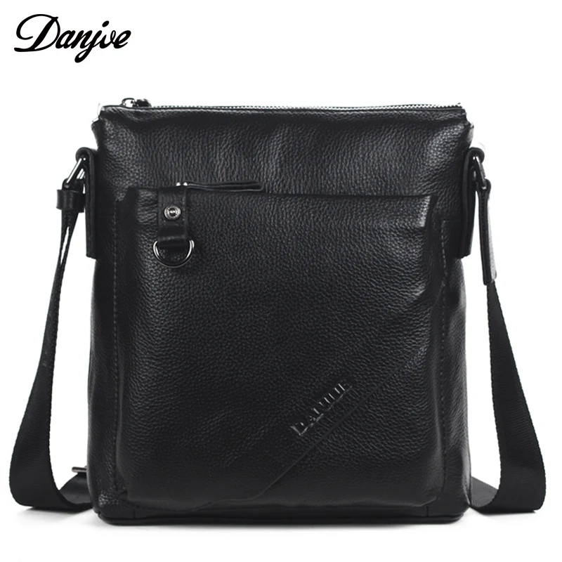

Genuine Leather Men bags Shoulder Crossbody Man's Shoulder Bag Real Leather Black Business Men's Flap Messenger Bag DANJUE Brand