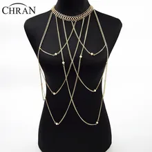 Beach Arnés Collar de La Cintura Del Vientre de la Perla de Las Mujeres de moda Sexy Cuerpo Cadena de Oro de Múltiples Capas de La Borla Collares Pendientes de La Joyería BD3127