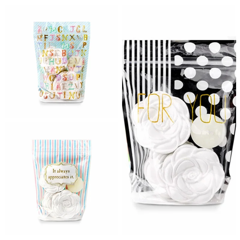 

50pcs Reusable food candy zipper sealed packaging bag L7.16*W5.2*2.51 incher Bottom width