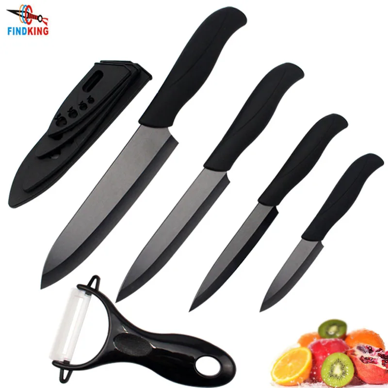 Baratos Juego de cuchillos de cocina de cerámica negra de marca FINDKING juego de cuchillos de cerámica de cocina de Zirconia 3 \