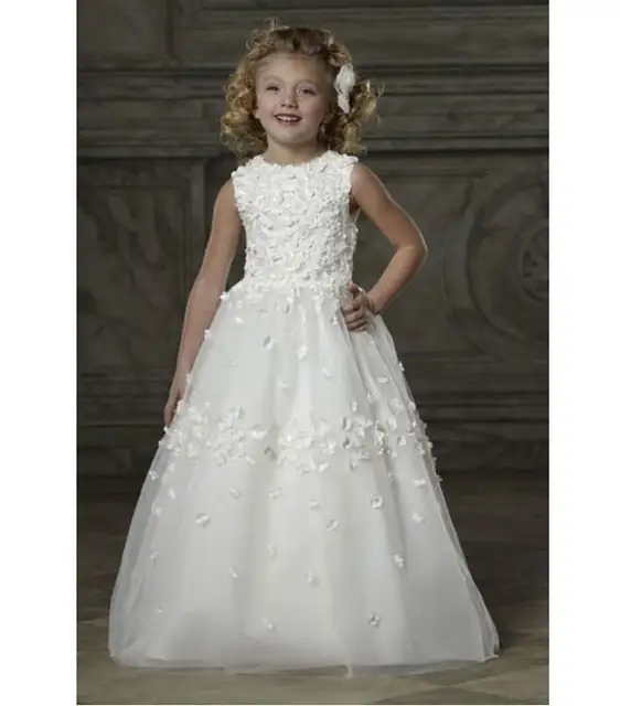 Pretty 2017 White Ball Gown Flower Dresses Liques Little Pretty 2017 White Ball Gown Flower Dresses Liques Little Bride Dress For Wedding Party Kids
