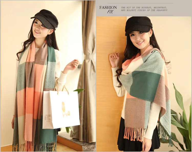 Winter 2016 font b Tartan b font Scarf Desigual Plaid Scarf cuadros New Designer Unisex Acrylic