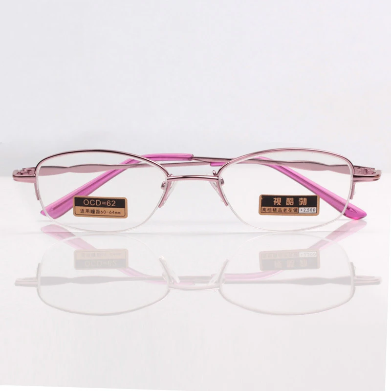 Elbru Модные женские роскошные розовые очки для чтения с полуоправой, очки для пресбиопии 1,00-4,00 диоптрий