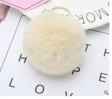 

100pcs/lot fashionwoman keychain female faux rabbit fur ball key ring candy color