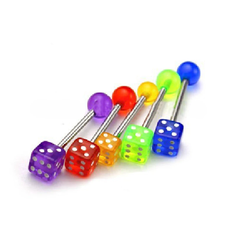 

10pcs/lot Stainless Steel Mixed Dice Ball Tongue Bars Rings Barbell Piercing Tongue Nipple Bar Ring Body Piercing Jewelry