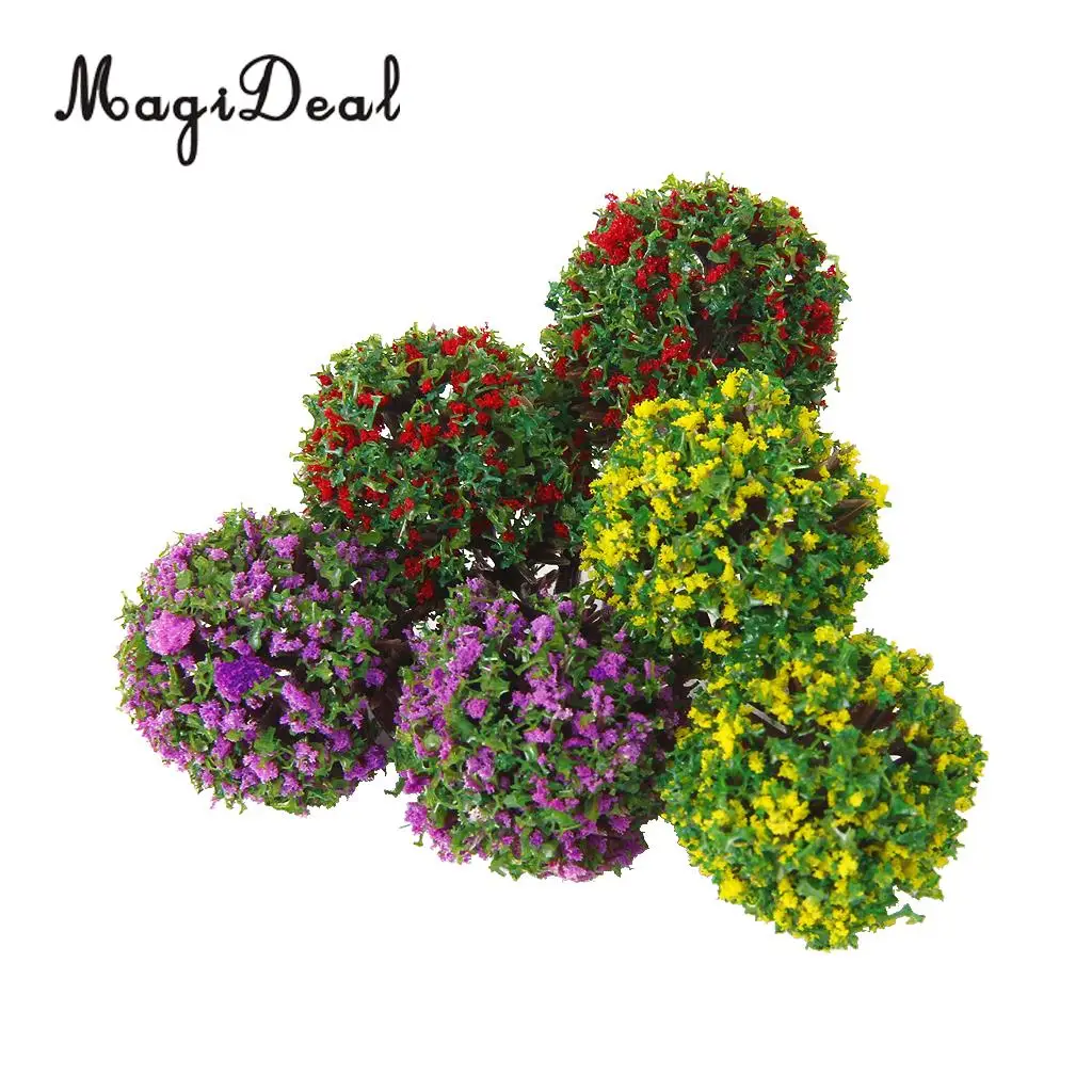 MagiDeal 30Pcs/Lot Mixed 3 Colors Flower Model Train Trees Ball Shaped Scenery Landscape 1/100 Scale for Railway Road Kids Toy