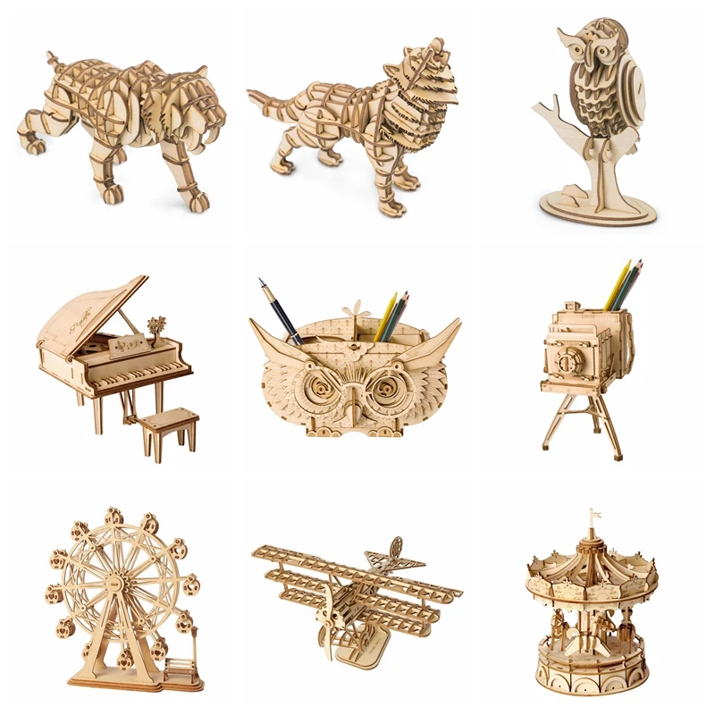

Robotime DIY 3D Wooden Animal&Building Puzzle Game Assembly Toy Gift for Children Kids Adult Model Building Kits Hobbies TG207
