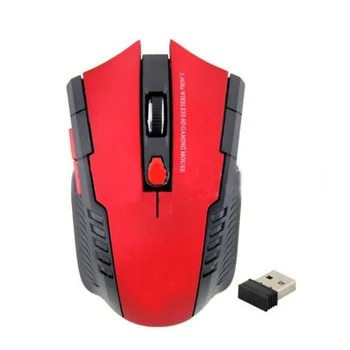

2.4Ghz Portable Wireless 2400DPI Optical Gaming Mouse Mice For PC Laptop Red+Black