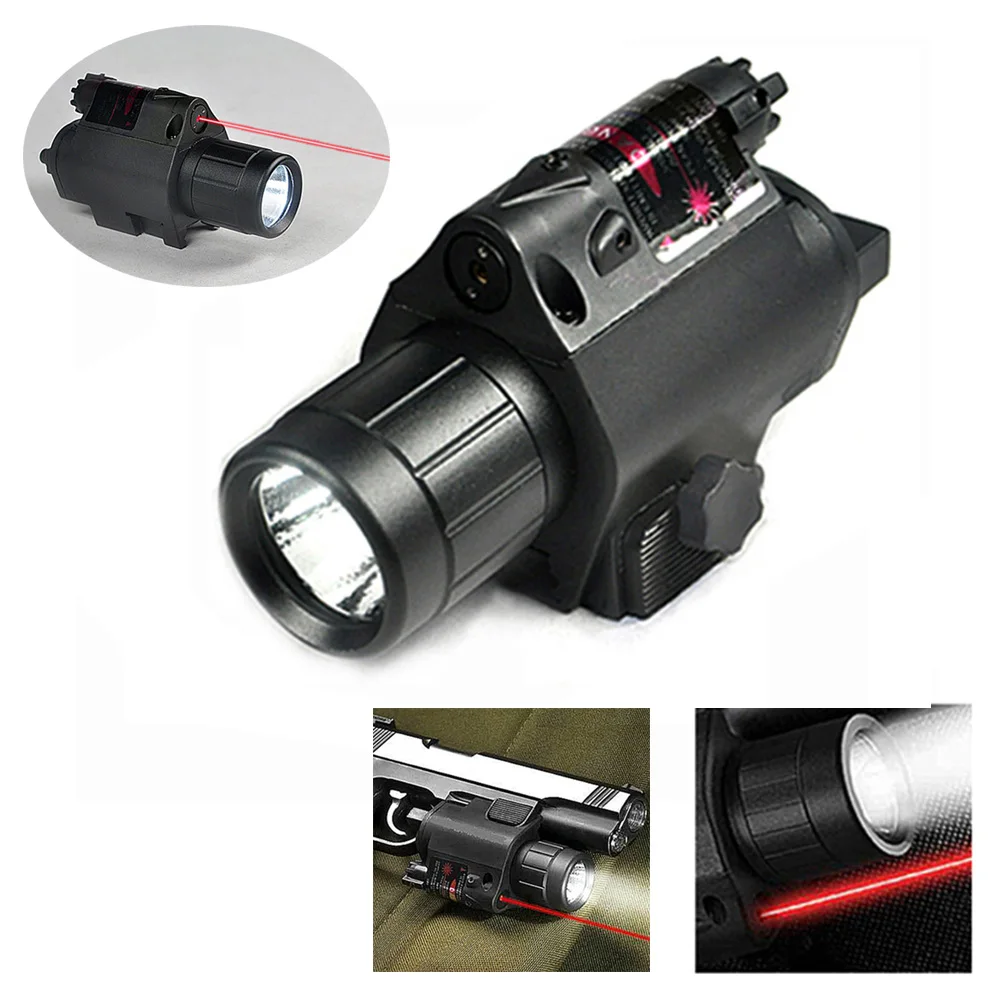 New Enhanced 3W 200 Lumens Led Tactical Combo Flashlight 5mW Red Laser
