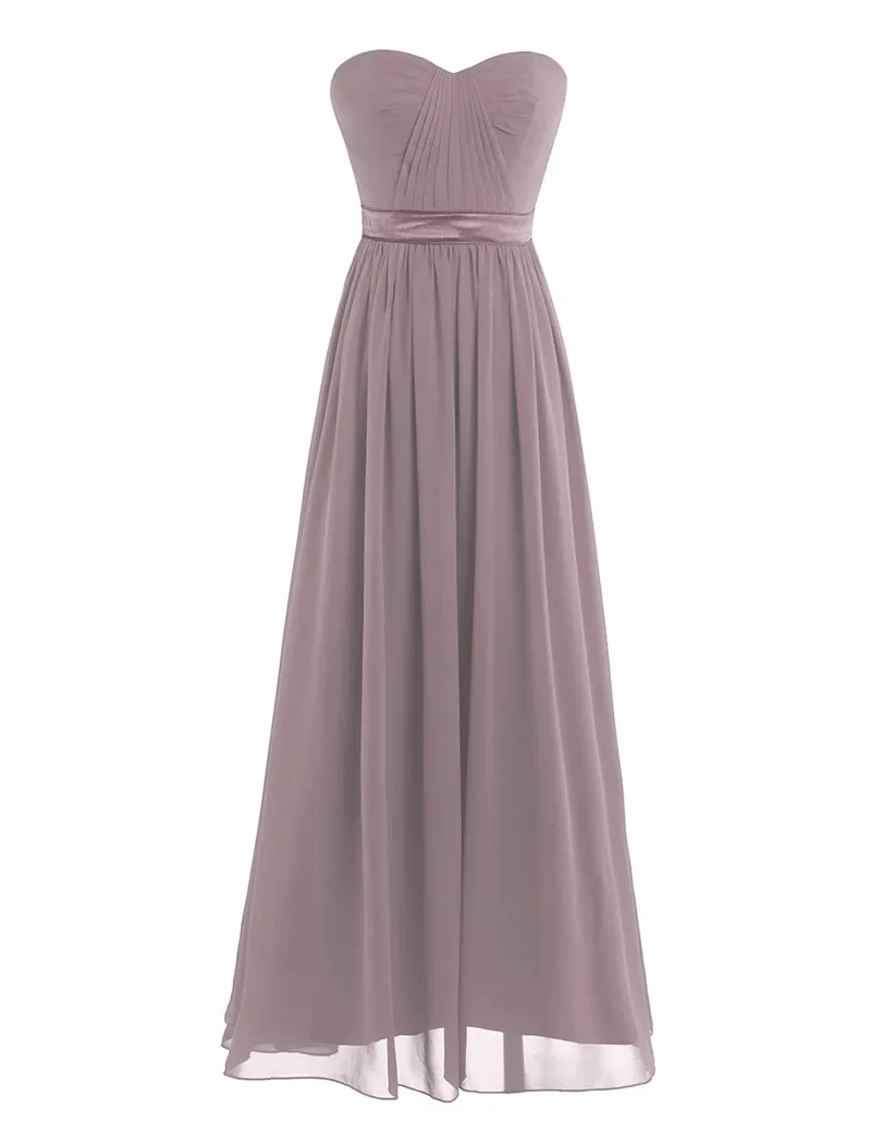 Dusty Rose Pleated A Line Long Bridesmaid Dress