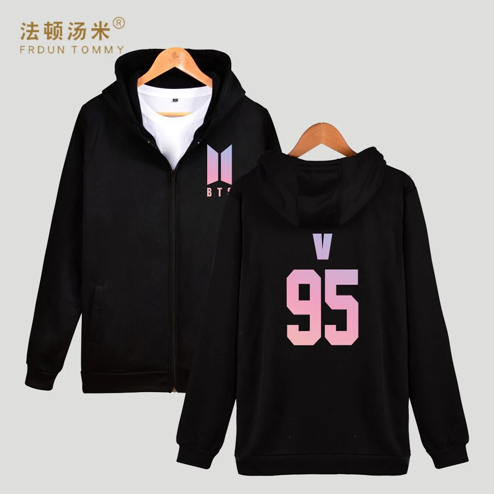 

Frdun Tommy Love Yourself Zipper Sweatshirt Women Hoodies Winter Bangtan Kpop Hoodies Women Hip Hop Zipper K-pop Clothes