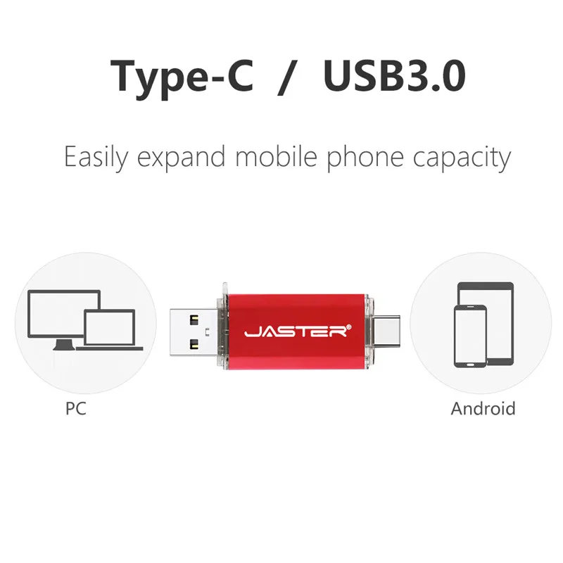 JASTER type-C OTG флеш-накопитель USB 3,0 64 ГБ 32 ГБ 16 ГБ флеш-накопитель смартфон память Мини USB карта type-C 3,1 двойной разъем
