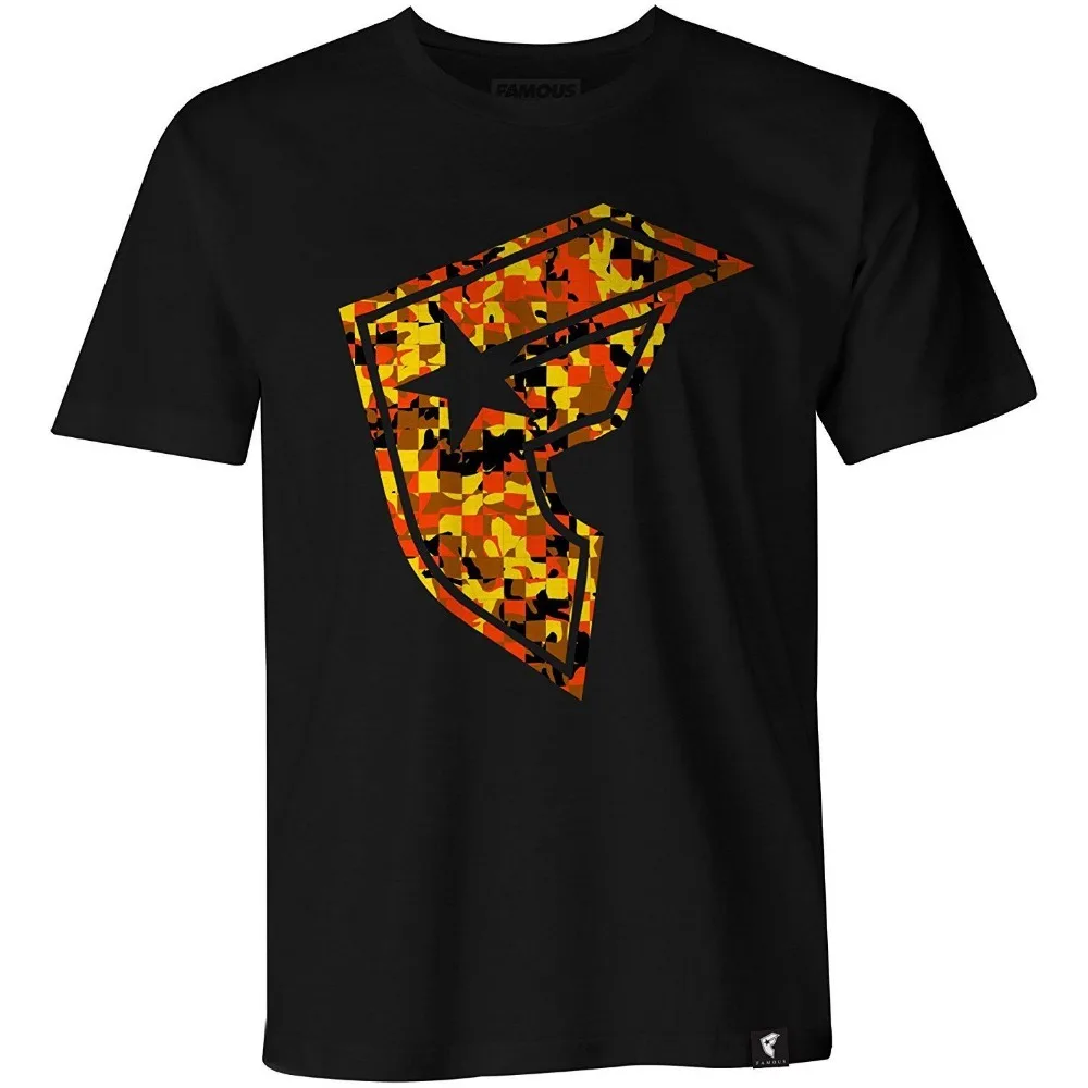 3D Print T Shirt Cotton Tops Tee Famous Stars and Straps Men's Camo Check BOH T Shirt Black Orange Camo Clothing