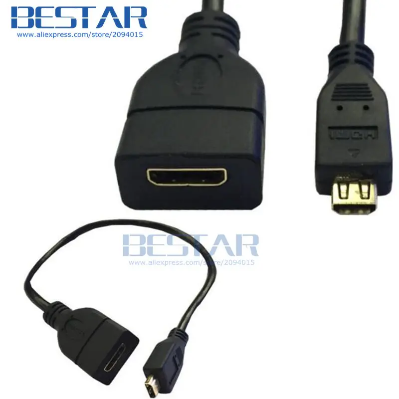 (100 шт./лот) Mini HDMI C Type Female to Micro D Удлинительный кабель HDTV 30 см 1 фута 4 В | Электроника