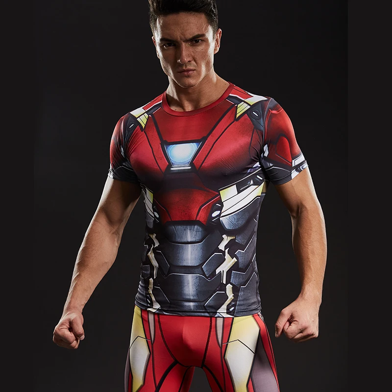 

Iron man 3D Printed T shirts Men Compression Shirt Brand New Spiderman Comics Cosplay Short Sleeve Tops For Male Fitness Cloth