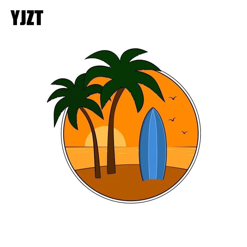 

YJZT 12.2CM*12.2CM Surf Sticker Palm Trees Car Sticker Funny Decal PVC 12-0548