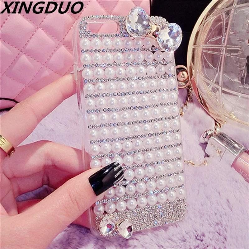 

XINGDUO Protective shell for Huawei Mate 20 Pro/ P20 PRO Lite/honor 8x 9 10/Mobile Phone Shell Luxury Pearl Glitter Diamond bow