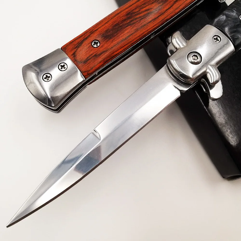 Italian Godfather Folding knife 440C Blade Acrylic Wood Handle Pocket Knives Camping Survival Tacti