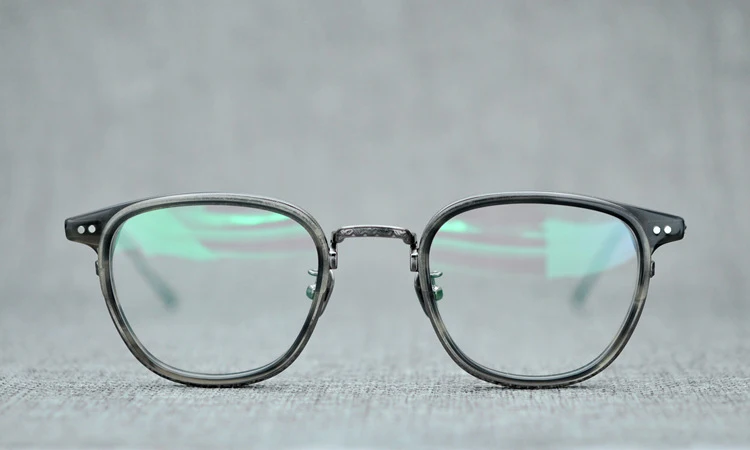 Титановые винтажные круглые оптические очки, оправа для мужчин, Ретро стиль, прозрачные линзы, квадратные очки для женщин, оправы для очков по рецепту - Цвет оправы: square striped grey