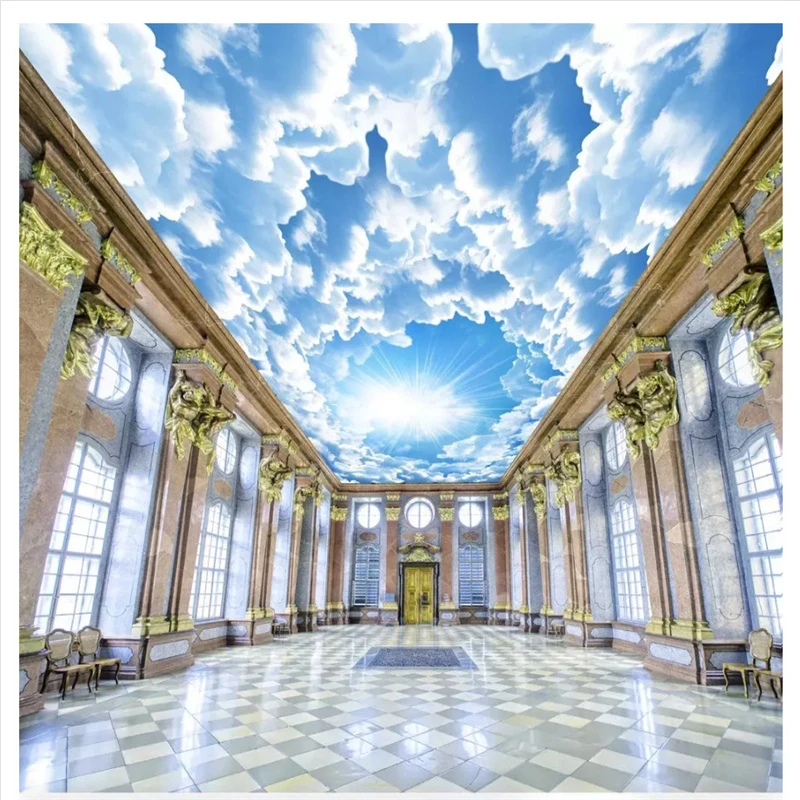 

beibehang Custom fashion stereo papel de parede 3d wallpaper HD huge blue sky white clouds zenith bedroom living room wallpaper