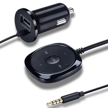 

VODOOL Car Aux Wireless Bluetooth Car Kit Music Receiver 3.5mm Adapter Handsfree LED AUX Speaker with USB Fast Charger For Phone