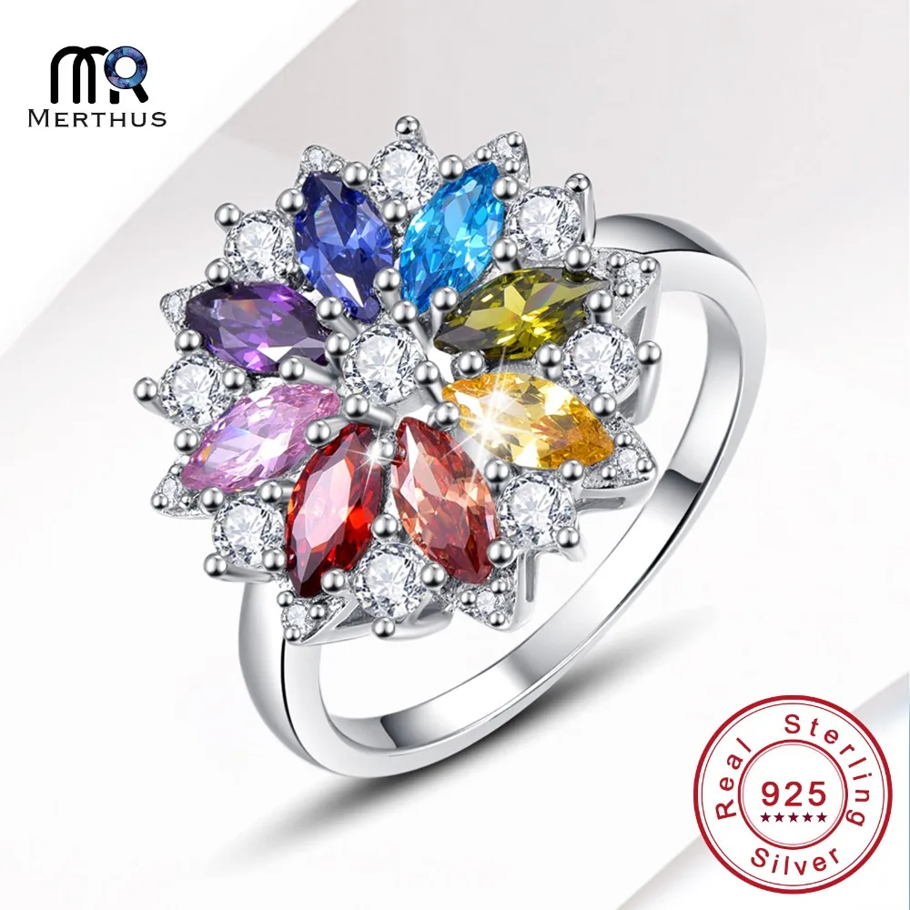 Фирменная Новинка 2.11ct фиолетовый гранат перидот 8 цветов цветок сплошной 925