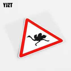 YJZT 12 см * 10,3 см мультфильм автомобиль-Стайлинг предупреждающий знак страуса ПВХ стикер автомобильный наклейка 13-0796