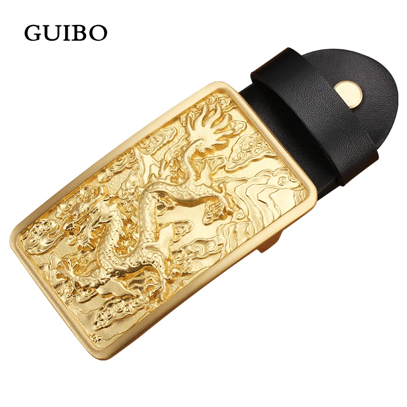 High Quality Belt Buckle for Men 100% Solid Brass Copper Antique Retro Chinese Dragon Embossed |