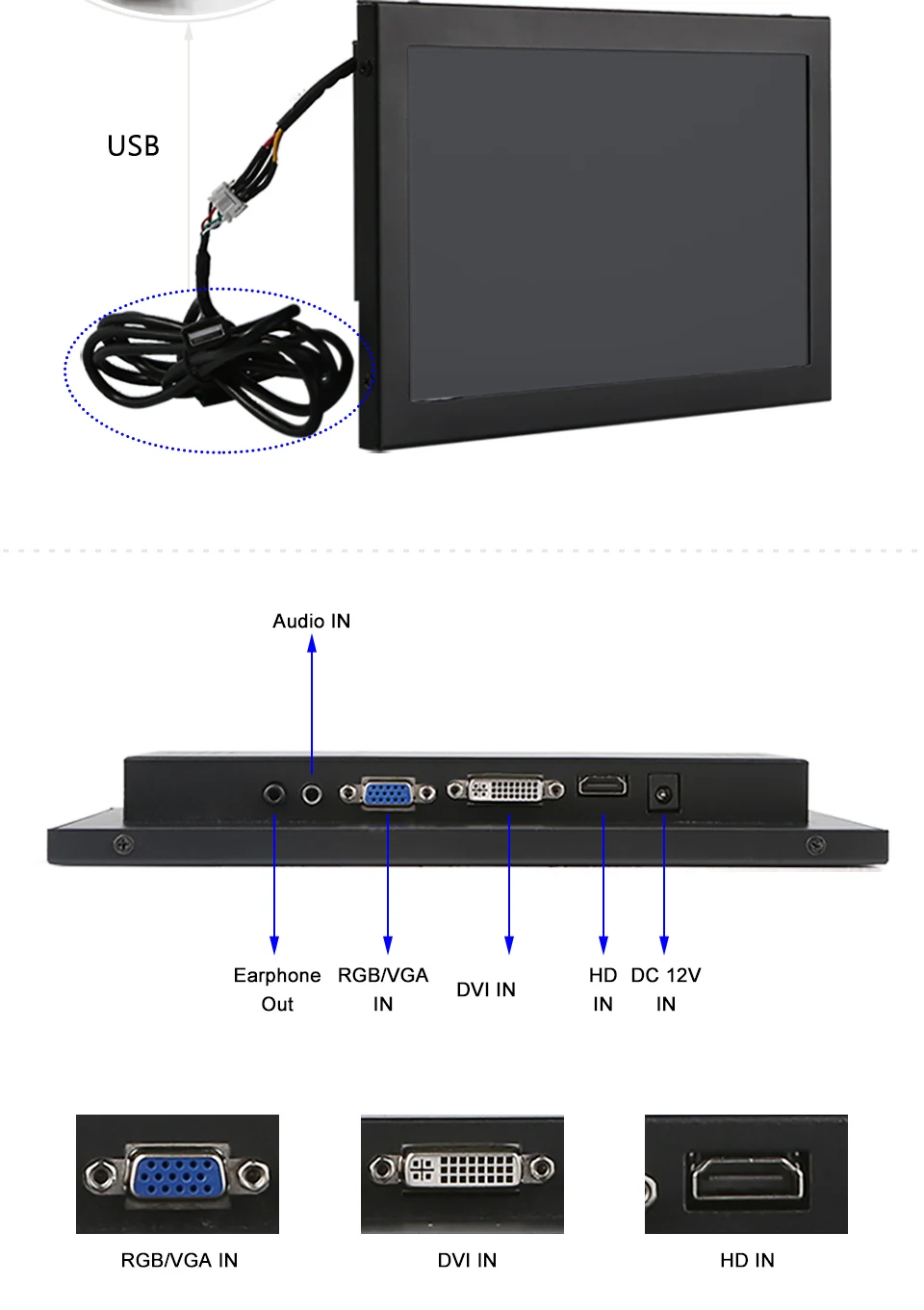 Прямая с фабрики 10.1in USB HD/VGA/DVI смарт-устройство настенное крепление сенсорный экран дисплей емкостный сенсорный ЖК-экран ТВ