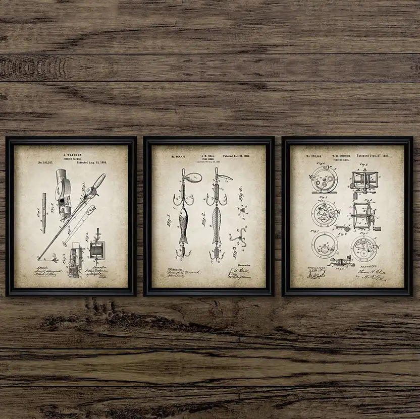 Vintage Fishing Patent Canvas Poster Tackle Vintage Fishing Patent Canvas Poster Tackle