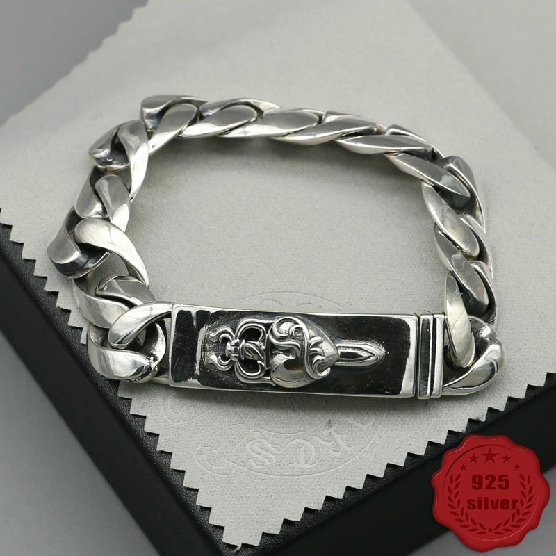 

S925 sterling silver bracelet fashion personality popular accessories new locomotive dagger heart simple punk 2019 hot sale