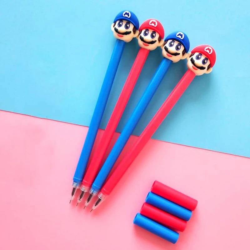 

4 Pcs/set Cartoon 0.5mm Super Marie Mario Gel Pens Signature Pen Escolar Papelaria School Office Supply Stationery Gift
