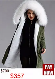 Sale New Collection Long version White pure color Faux fur liner Jacket Raccoon fur White big size Collar Winter Jacket 10