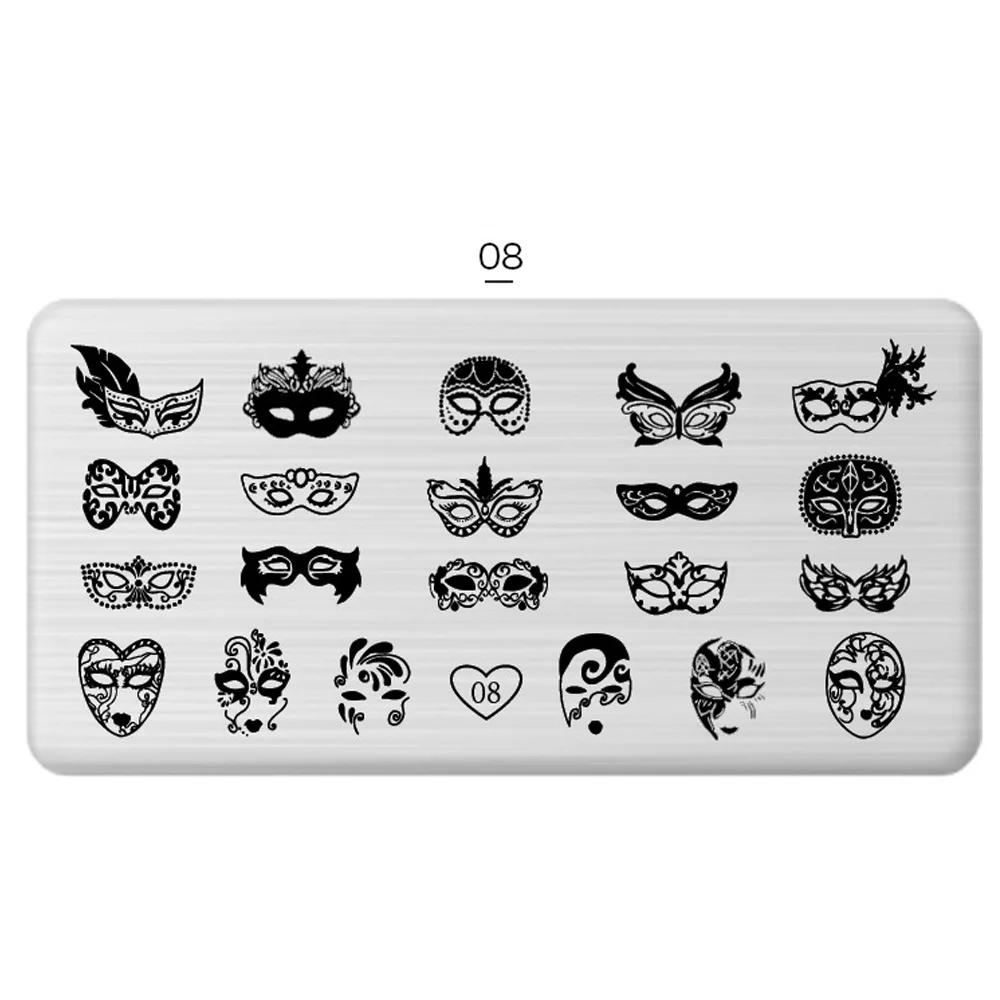 1 Pcs Nail Art Stamp 24 Styles Stamping Image Plate 6*12cm Stainless Steel Nail Template Manicure Stencil Tools - Цвет: 08