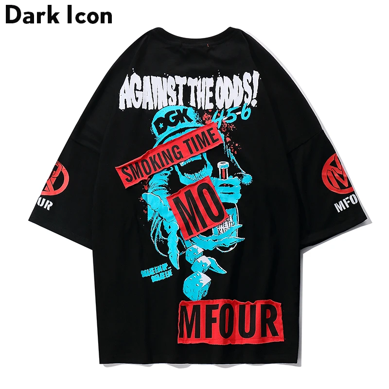Dark Icon Patch Cartoon Printed Hip Hop T-shirt Men Summer New ...